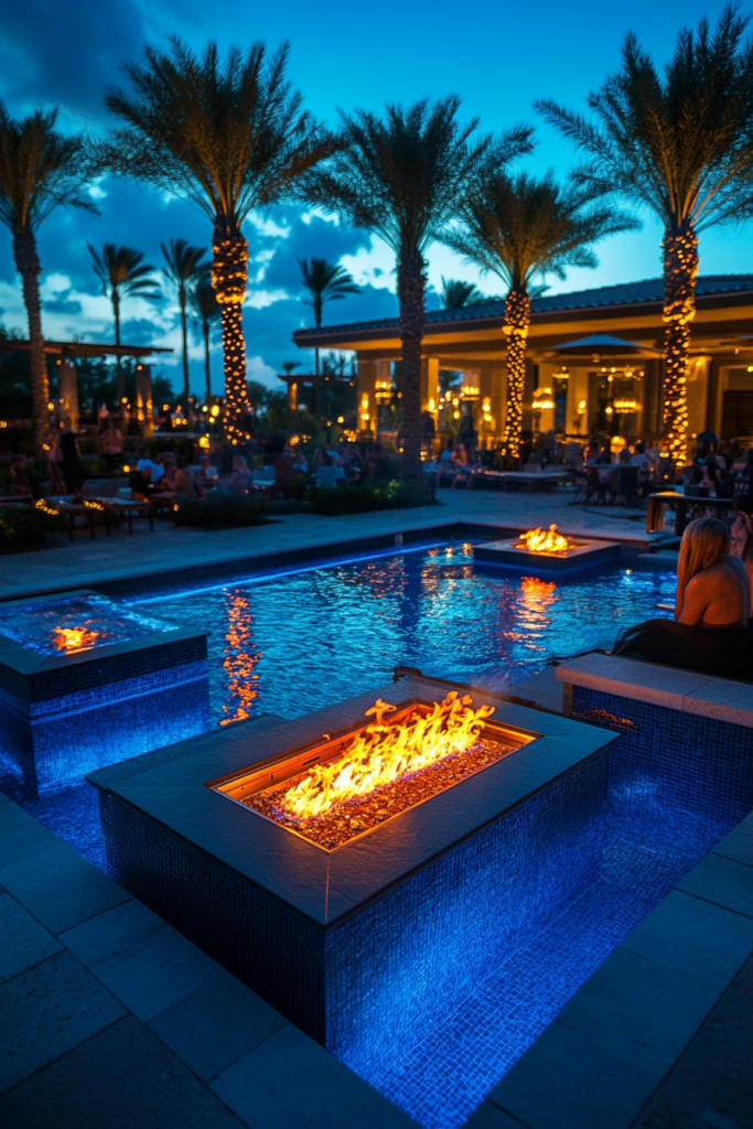 20. Fire Pits with Pool Lighting