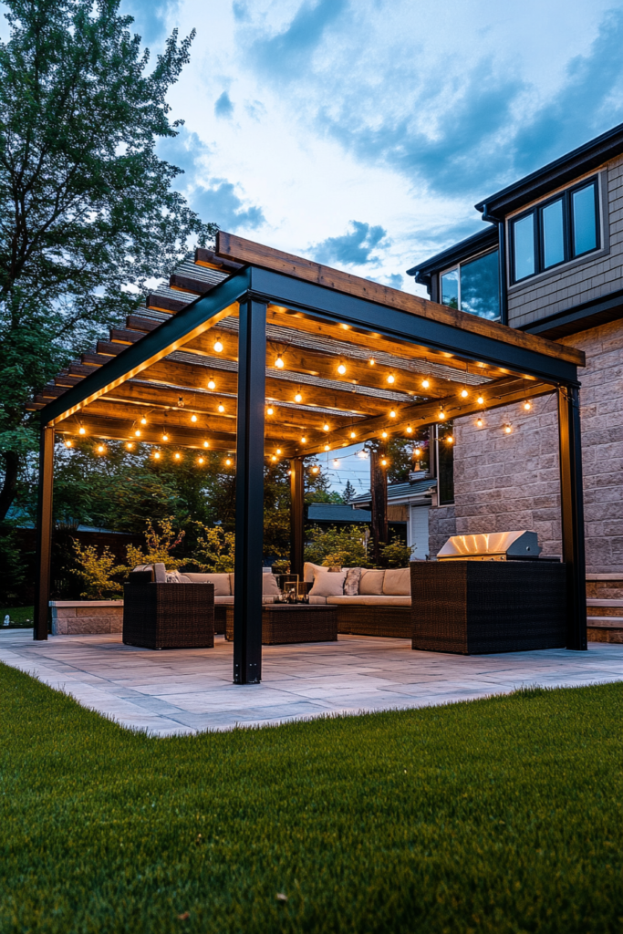 20. Industrial Pergola with Steel Beams