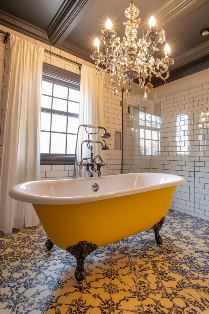 22. Yellow Clawfoot Tub for Vintage Drama