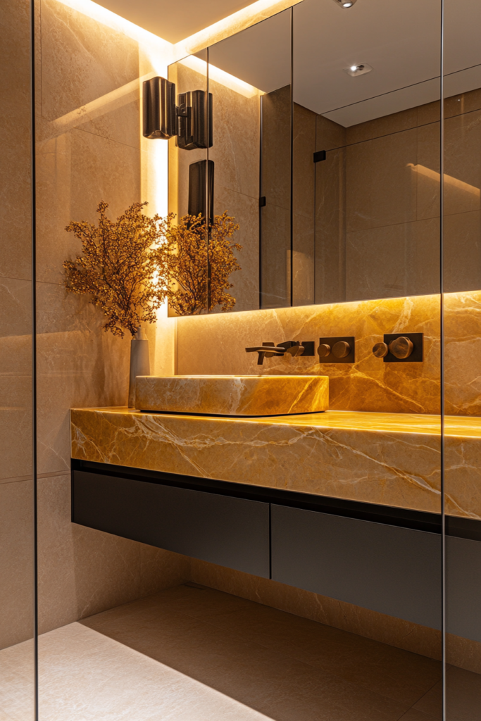 23. Yellow Stone or Marble Countertops