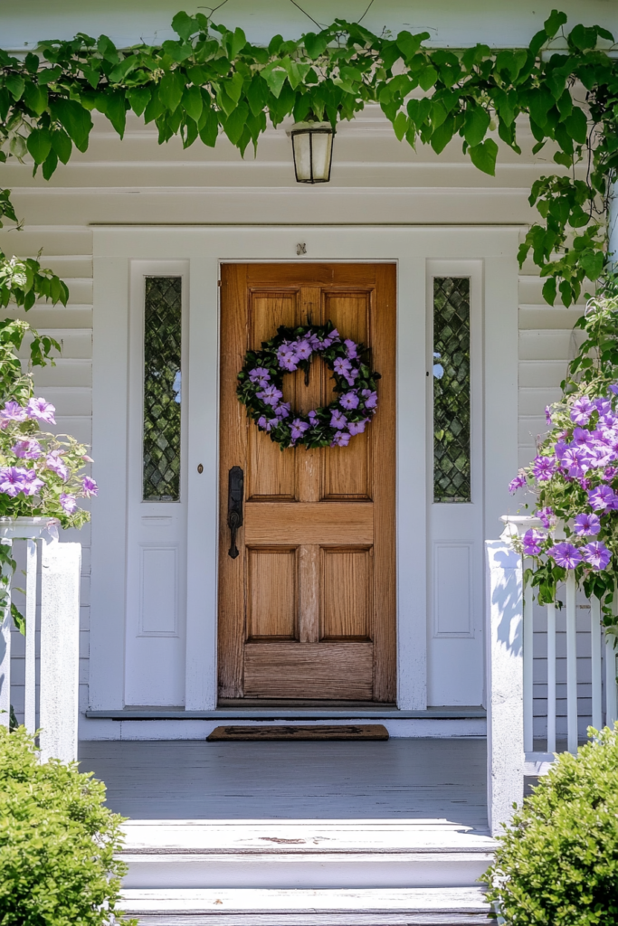 4. Frame Your Door with Climbing Flowers