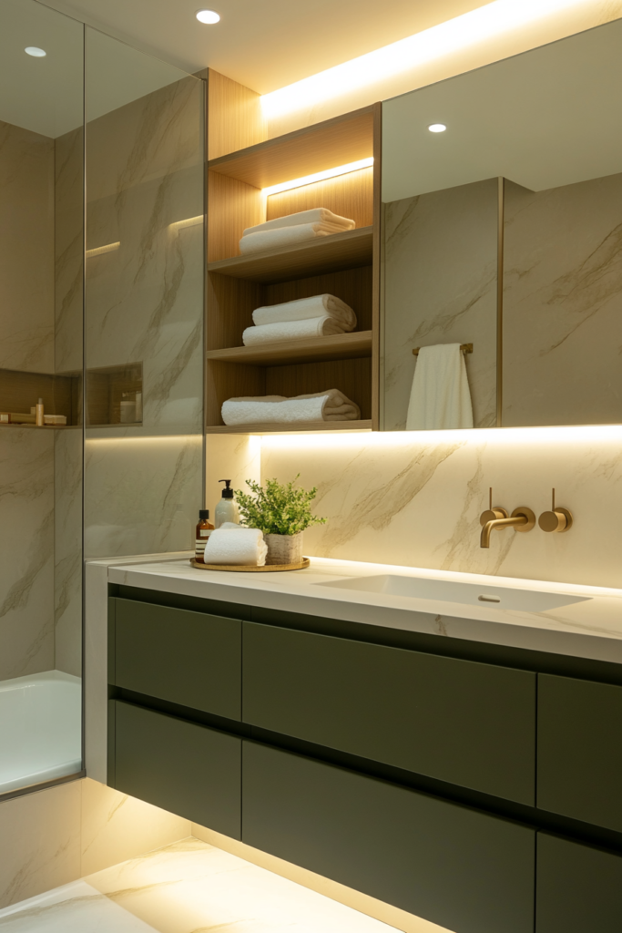 4. Introduce Green in Your Vanity and Cabinets