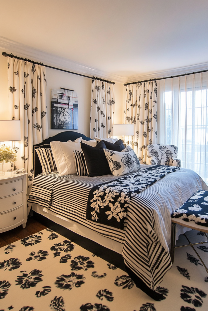 4. Mixing Patterns in Black and Cream