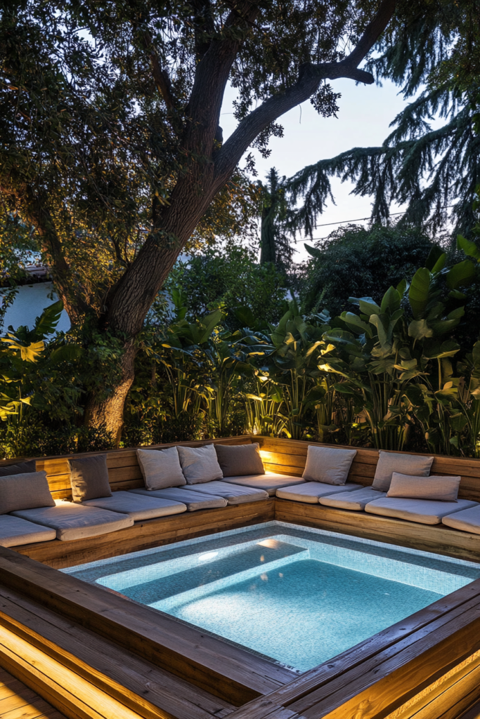 5. Built-In Bench Seating Around the Pool