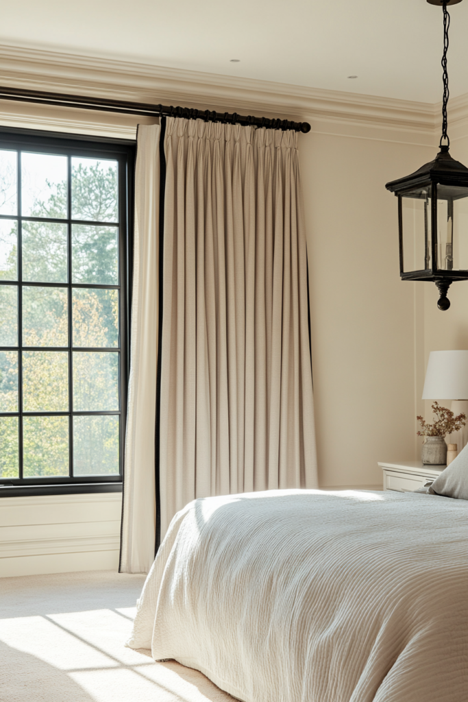 5. Cream Curtains to Lighten the Mood