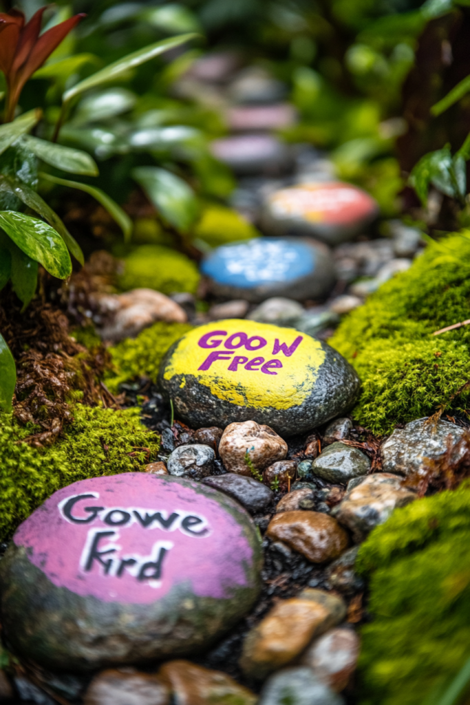 5. Paint Garden Rocks with Messages