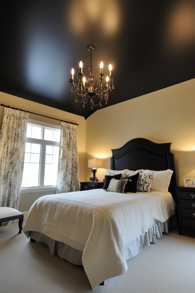 6. Bold Black Ceilings for Drama