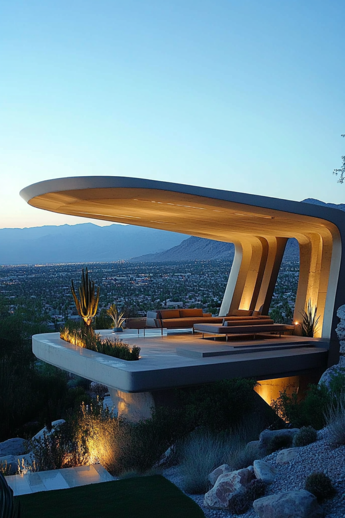 6. Floating Pergola with Cantilever Design