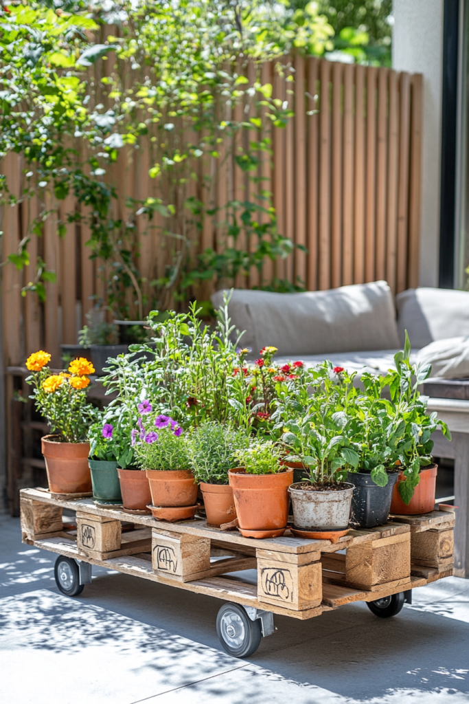 6. Rolling Pallet Garden