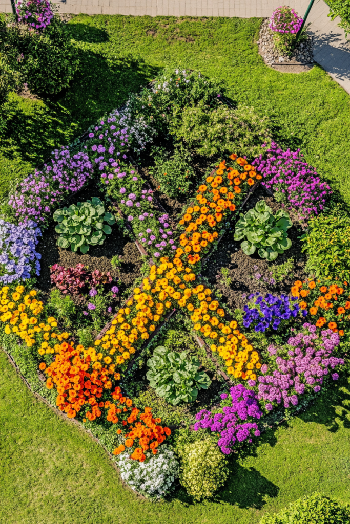 7. Build a Peace Sign Flower Bed