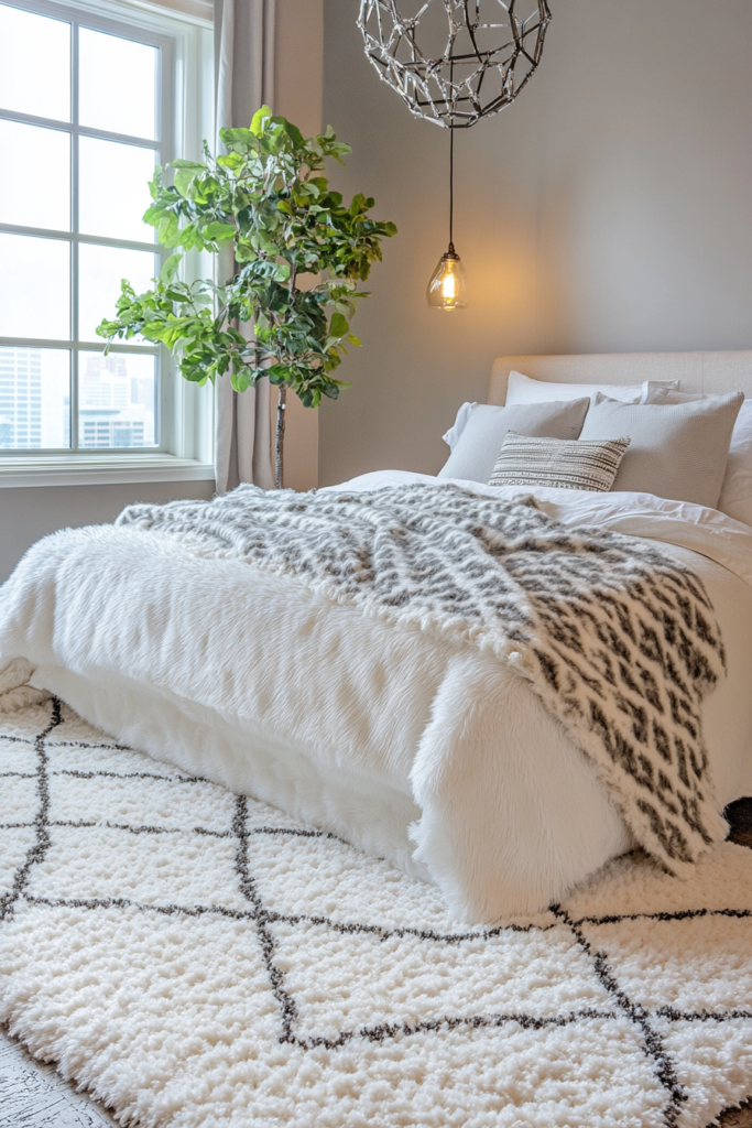 8. Cozy White and Silver Rugs for Softness