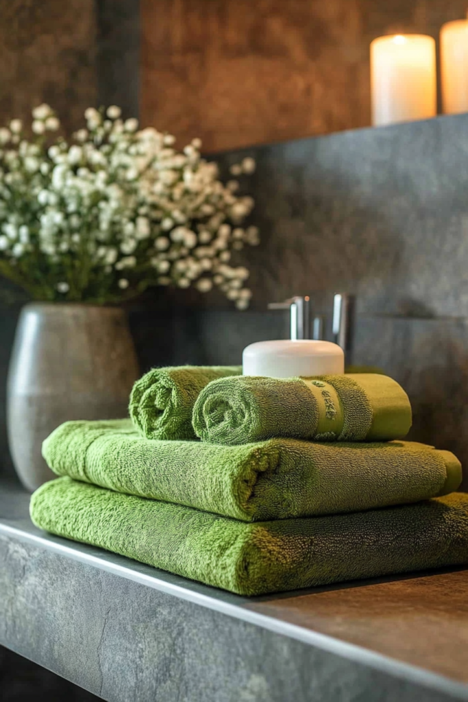 9. Choose Green Towels and Accessories