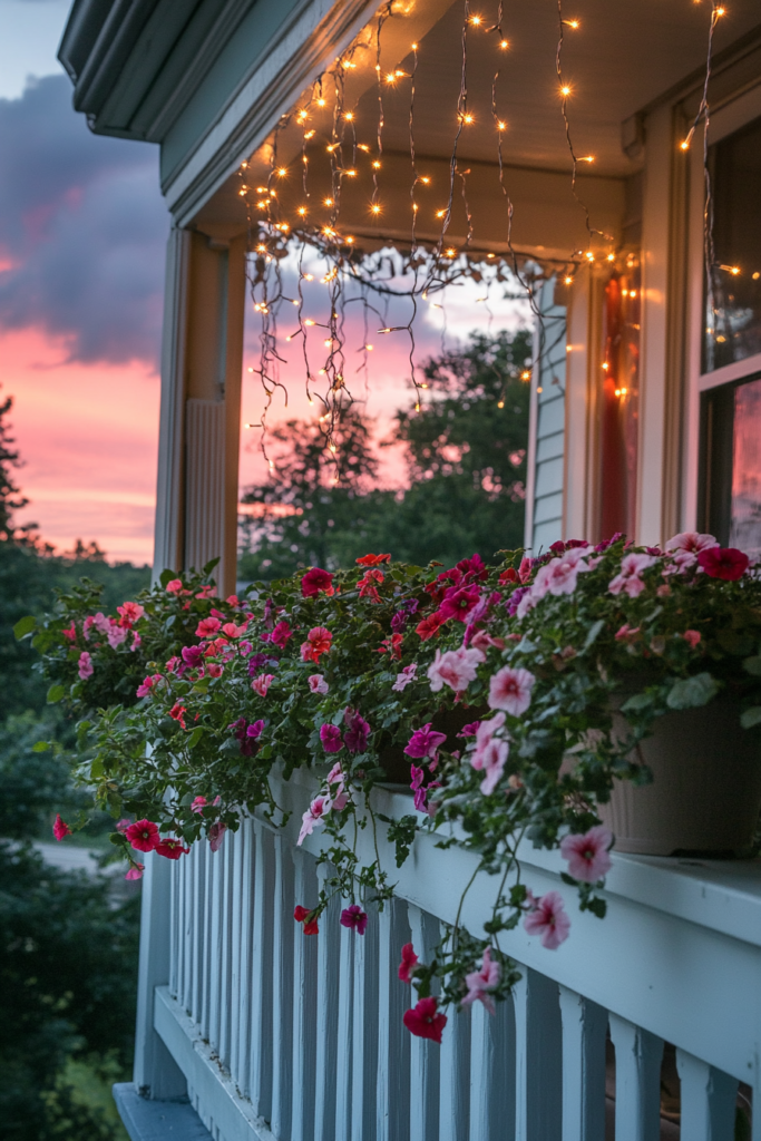 9. Decorate the Railing with Window Boxes