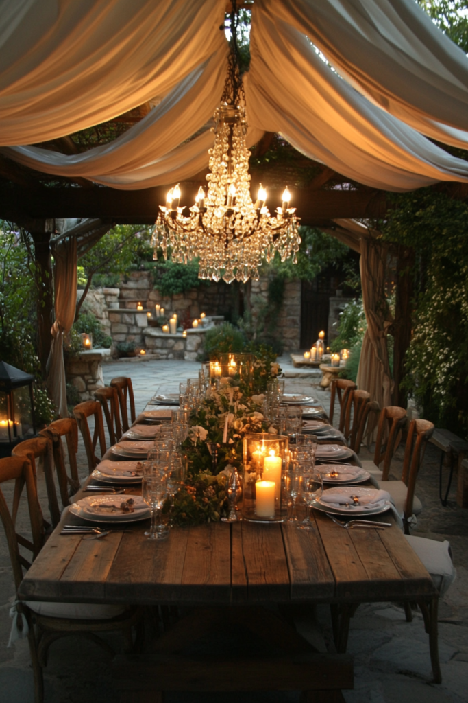 9. Outdoor Chandeliers: Elegance Meets Nature