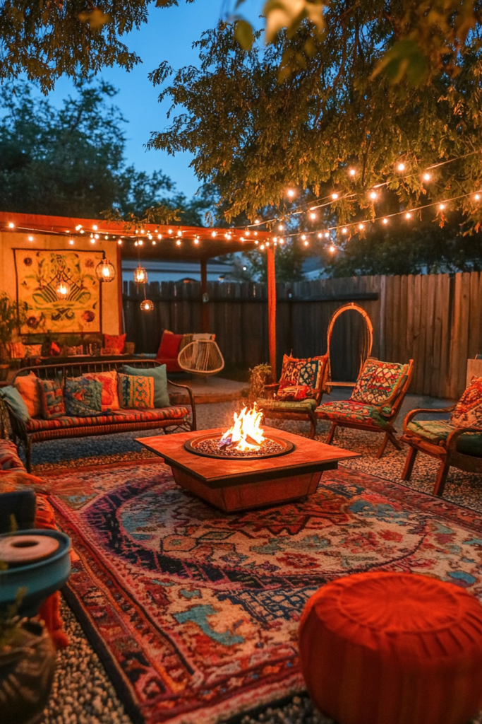 9. Set Up a Boho Fire Pit Circle