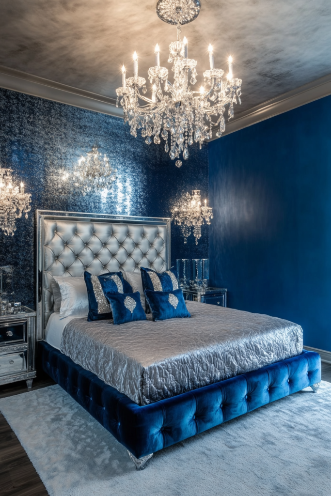 Blue and Silver Glam with Metallic Accents