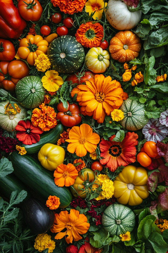 17. Companion Vegetable Garden with Flowers