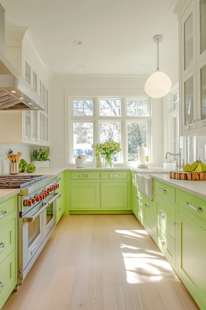 18. Pistachio Green and White