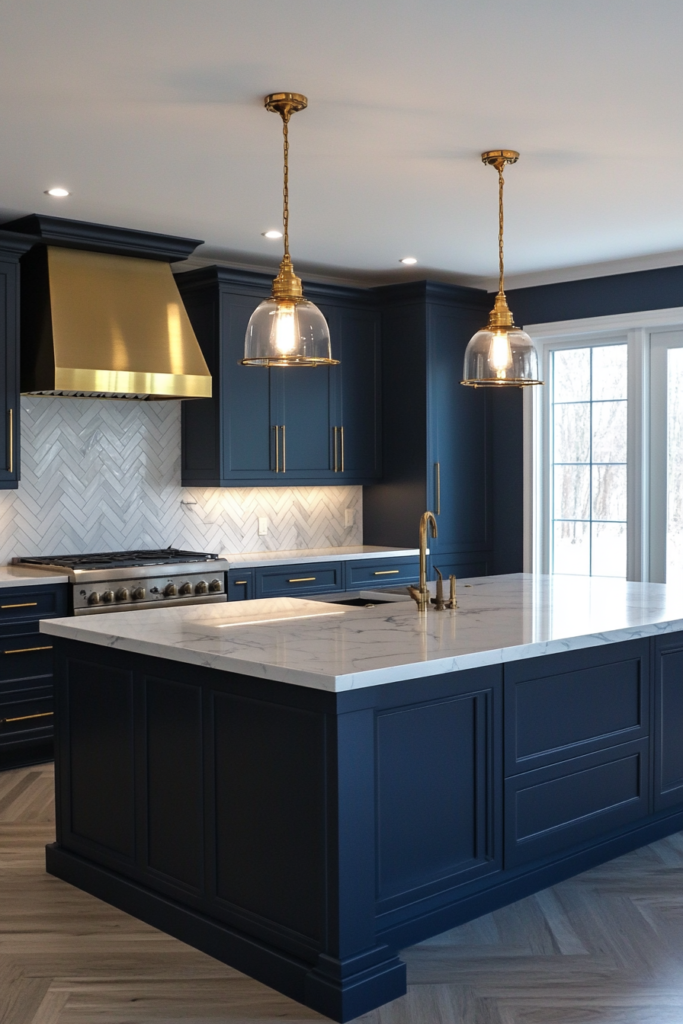 2. Navy Blue and Brass