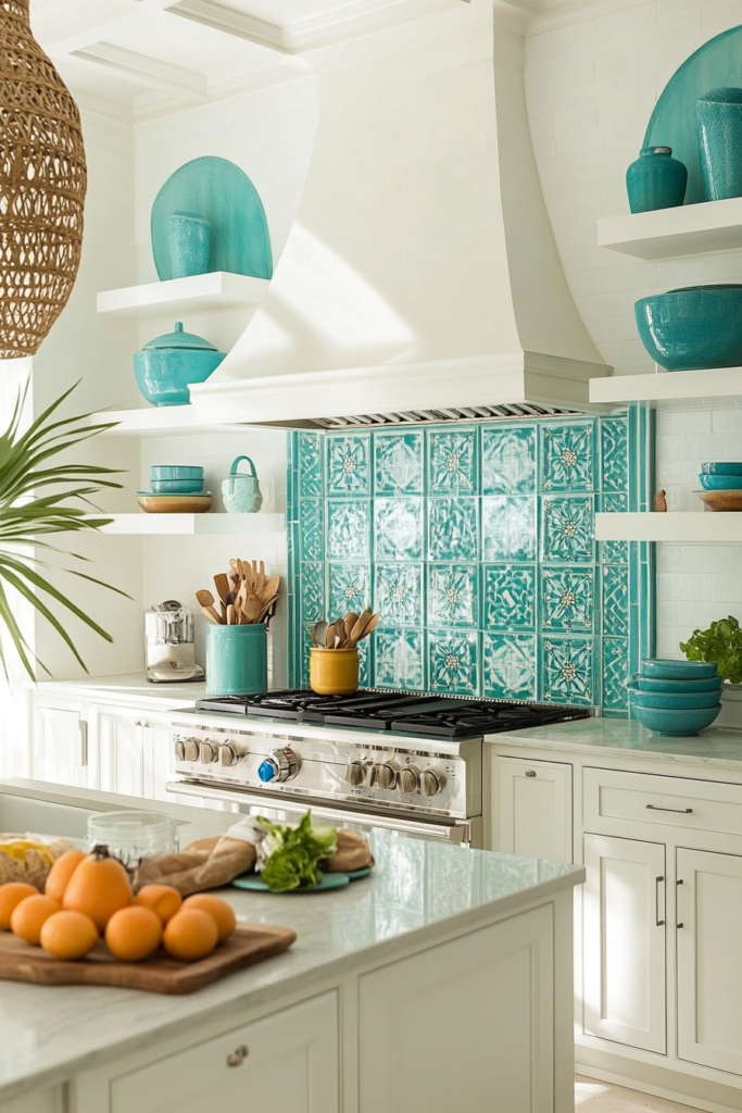 21. Turquoise and White