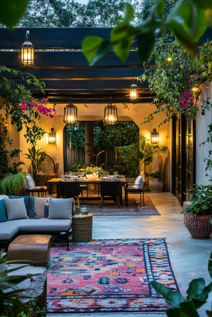 7. Create Zones with Outdoor Rugs