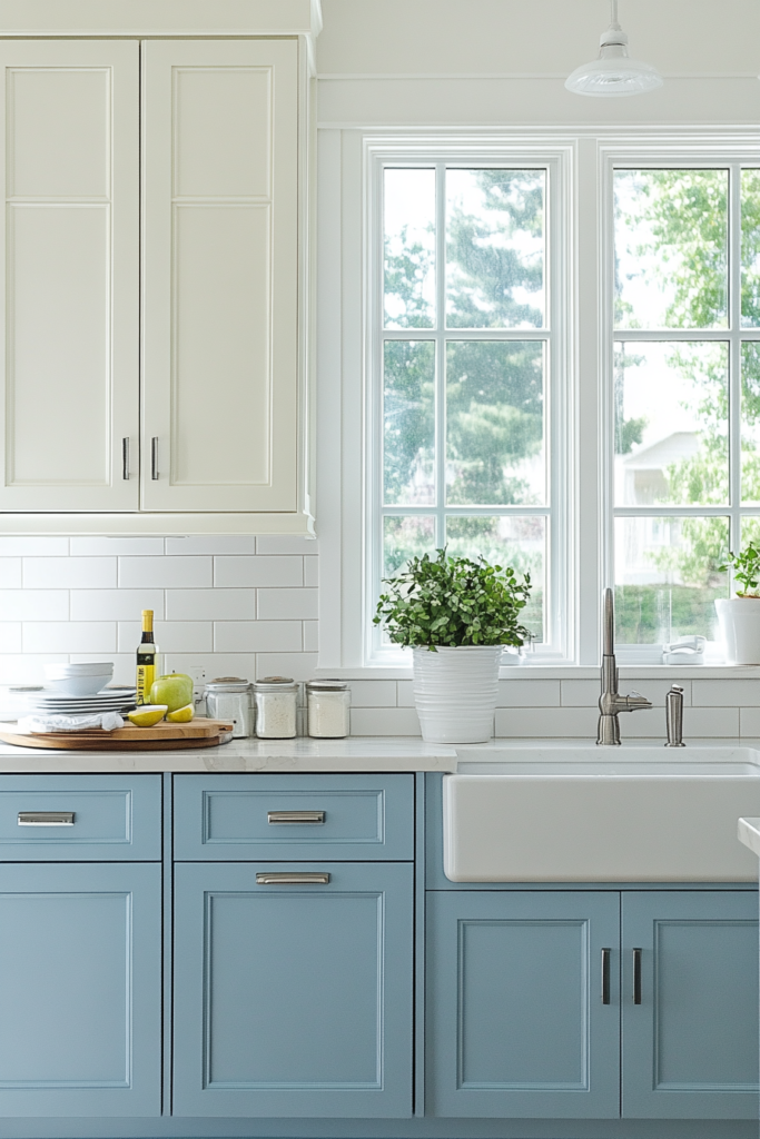 7. Soft Blue and White