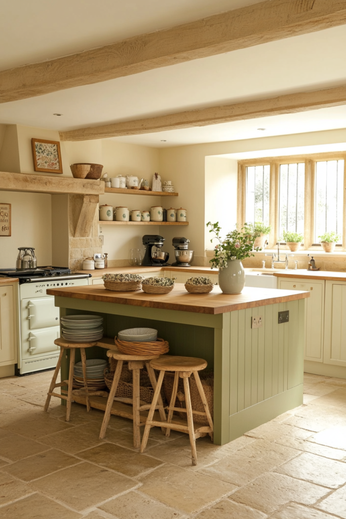 9. Cream and Olive Green